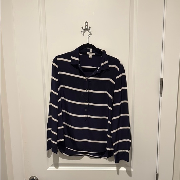 J. Crew Tops - J. Crew Midnight Blue and White Blouse